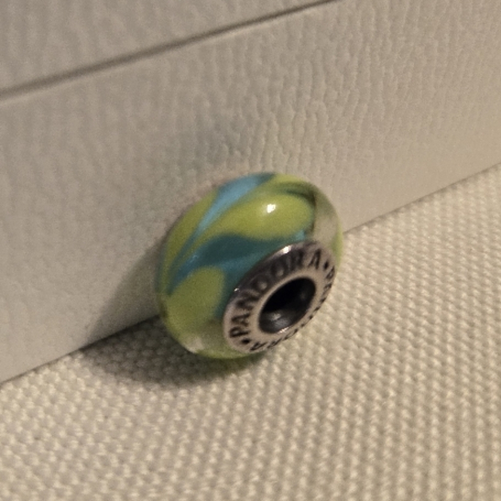 Pandora Green and Blue Charm Bead